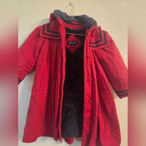 Vintage LONDON FOG kids Size 6 Fur Line Coat With Detachable Hood